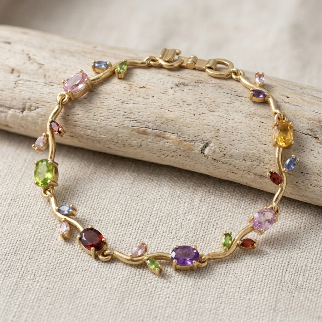 Crystal Multicolor Stone Bracelet (Pack of 1)