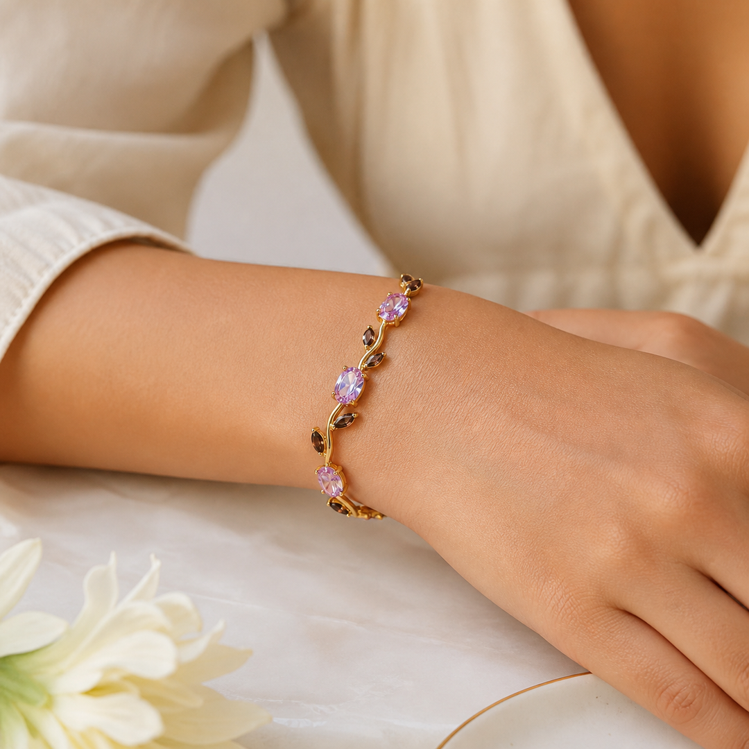 Crystal Vine Bracelet - Gold-Pink-Purple | Salty