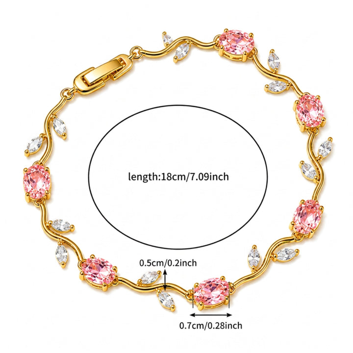 Tulip Crystal Vine Bracelet - (Gold-Pink-White)