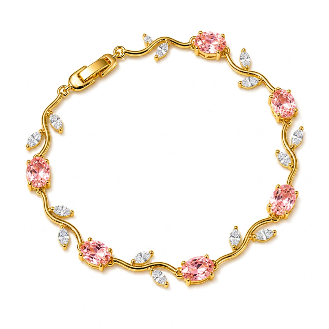 Tulip Crystal Vine Bracelet - (Gold-Pink-White)