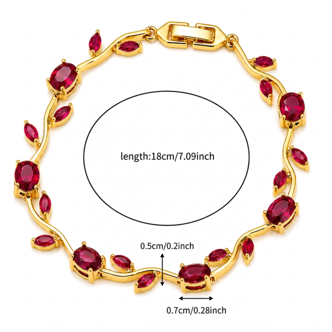 Tulip Crystal Vine Bracelet - Red