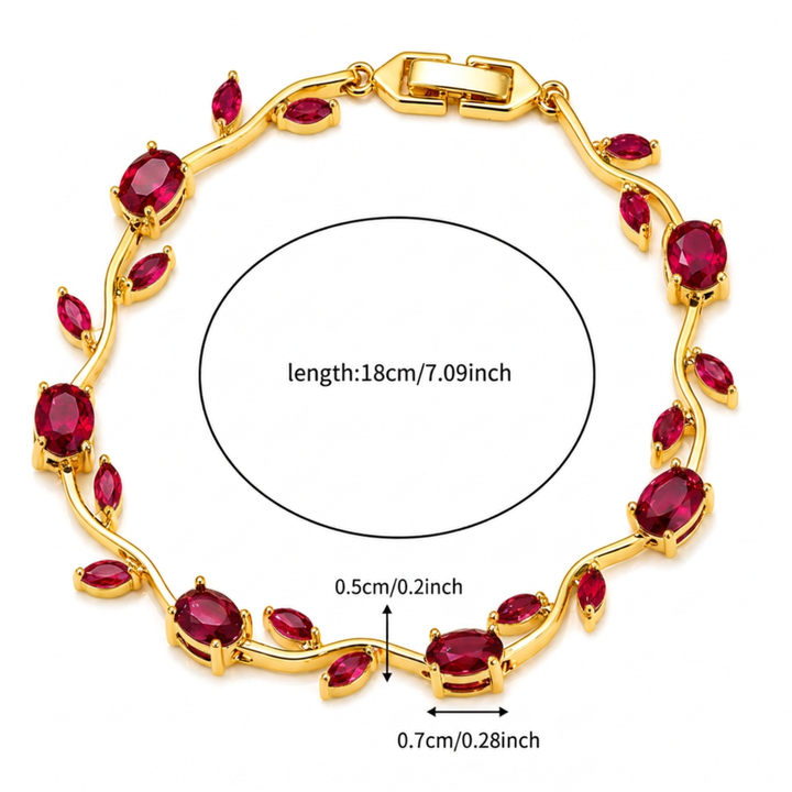 Tulip Crystal Vine Bracelet - Red
