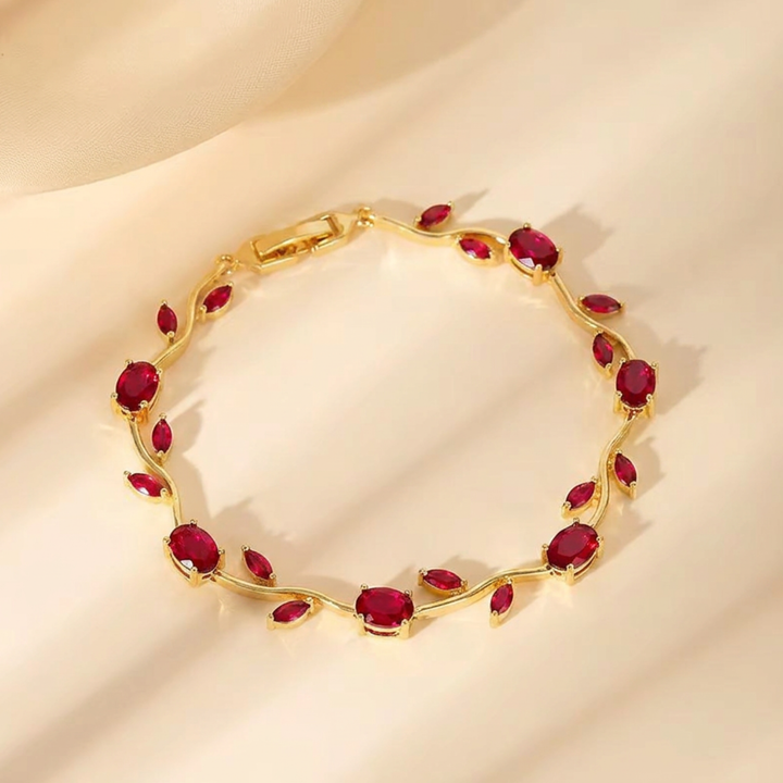 Tulip Crystal Vine Bracelet - Red