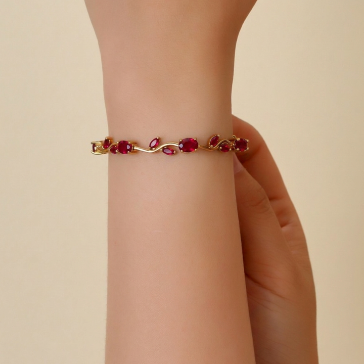 Tulip Crystal Vine Bracelet - Red