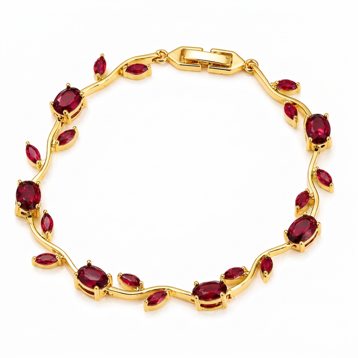 Tulip Crystal Vine Bracelet - Red