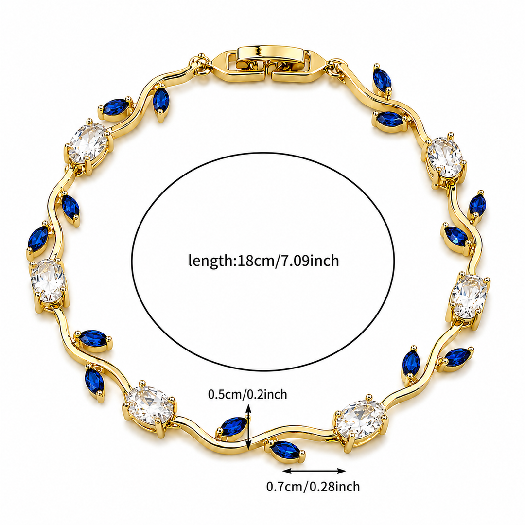 Tulip Crystal Vine Bracelet - (Gold-White-Blue)