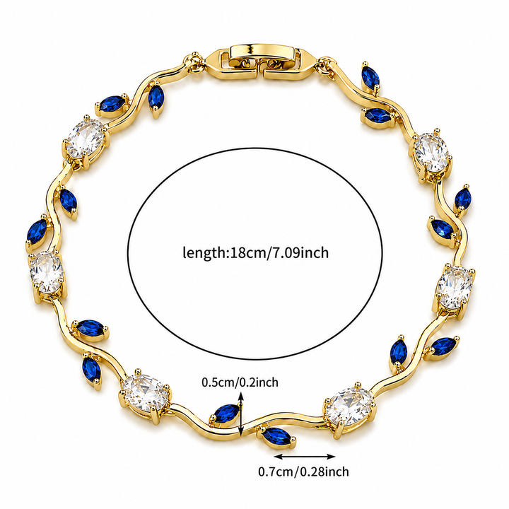 Tulip Crystal Vine Bracelet - (Gold-White-Blue)