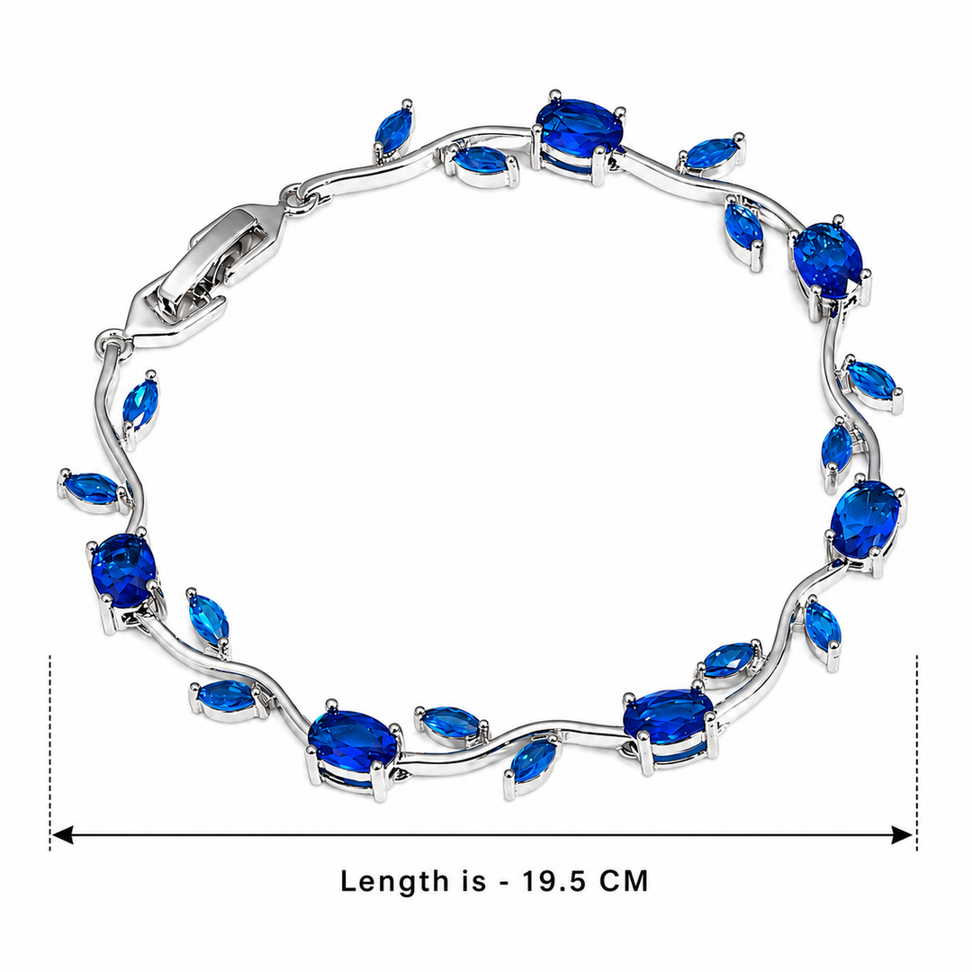 Tulip Crystal Vine Bracelet - (Silver-Blue)