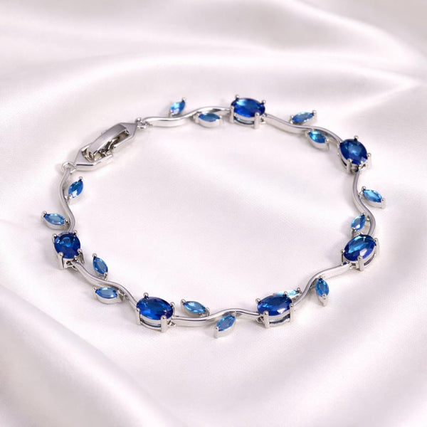 Tulip Crystal Vine Bracelet - (Silver-Blue)