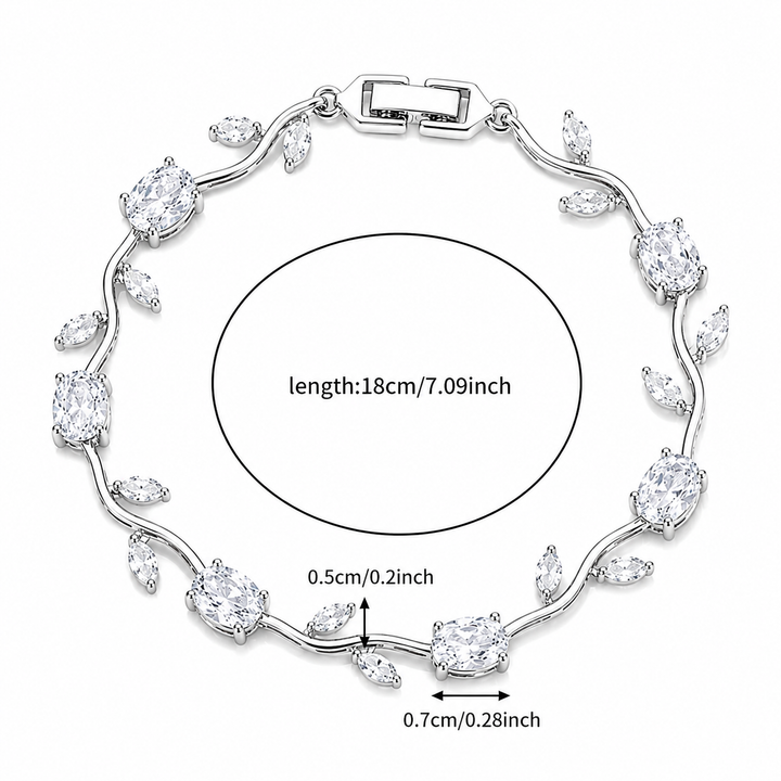 Tulip Crystal Vine Bracelet - Silver