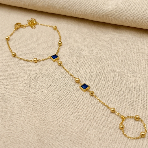 2in1 Azure Clover Drop Ring Bracelet