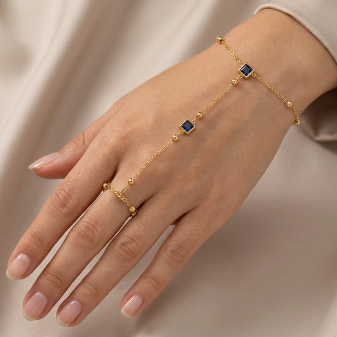 2in1 Azure Clover Drop Ring Bracelet