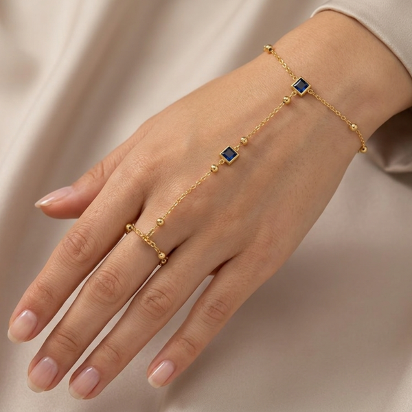 2in1 Azure Clover Drop Ring Bracelet