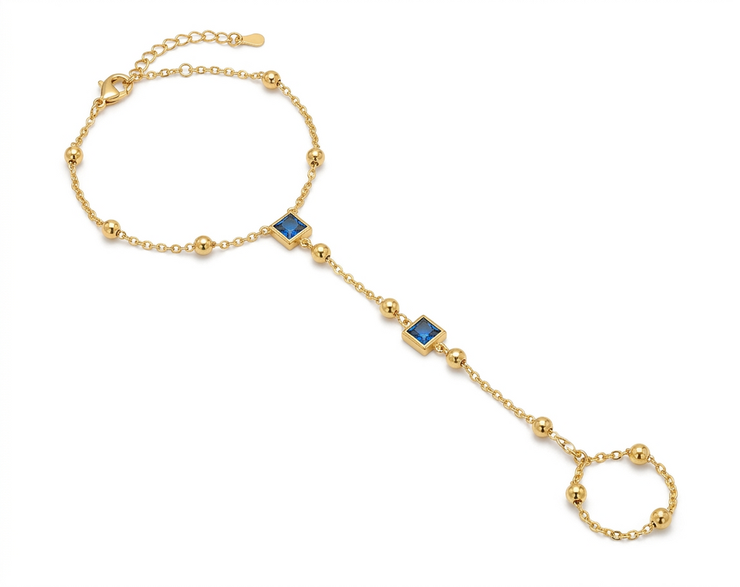 2in1 Azure Clover Drop Ring Bracelet