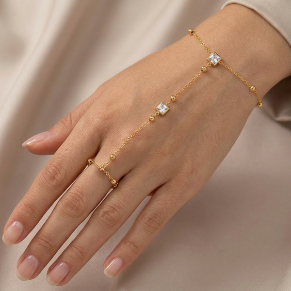 2in1 Crystal Clover Drop Ring Bracelet