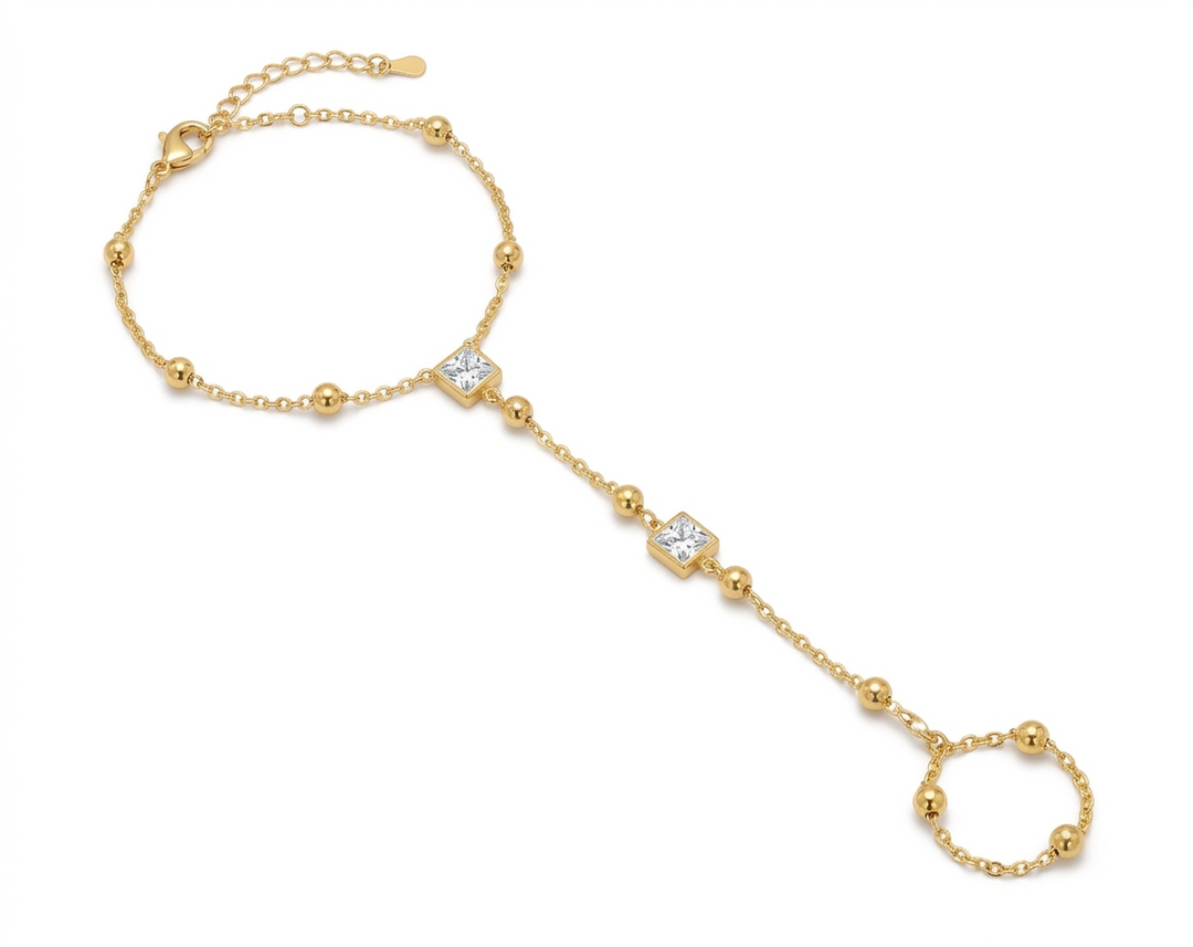 2in1 Crystal Clover Drop Ring Bracelet