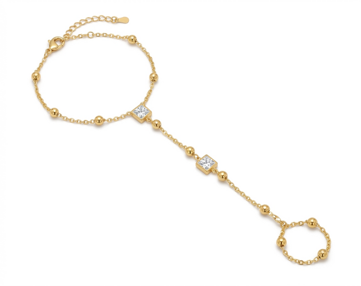 2in1 Crystal Clover Drop Ring Bracelet