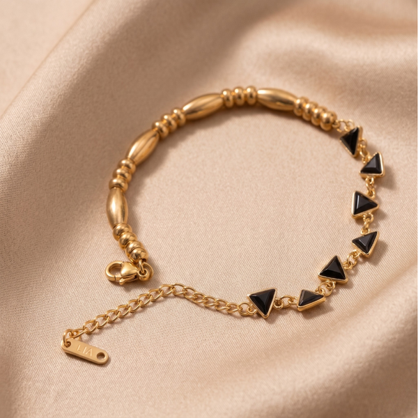 Minimal Triangular Link Bracelet - Blue
