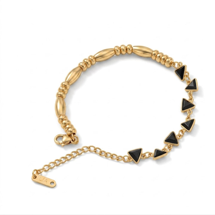 Minimal Triangular Link Bracelet - Blue
