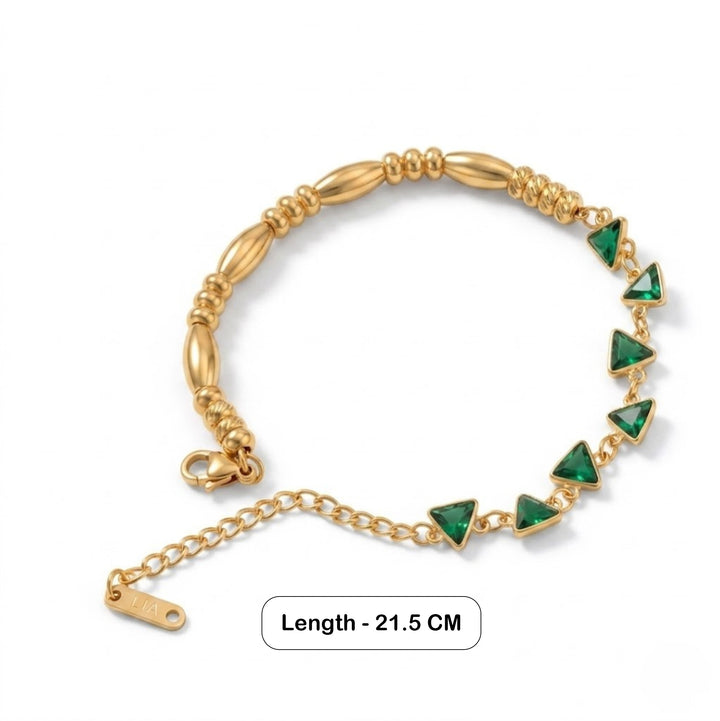 Minimal Triangular Link Bracelet - Green