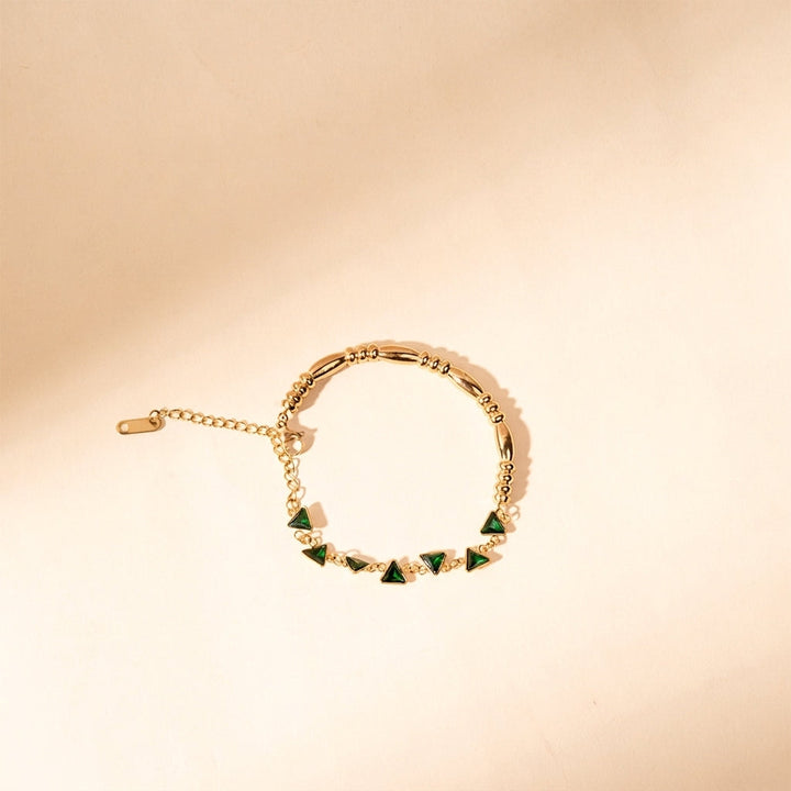 Minimal Triangular Link Bracelet - Green | Salty