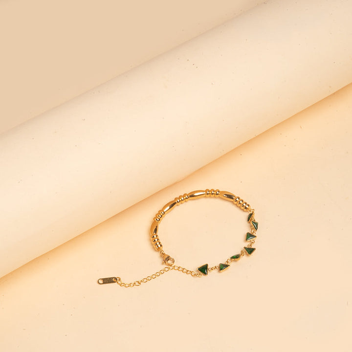 Minimal Triangular Link Bracelet - Green | Salty