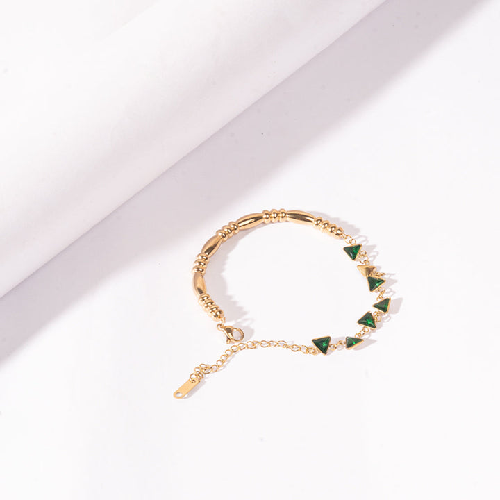 Minimal Triangular Link Bracelet - Green | Salty