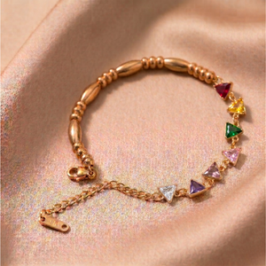 Minimal Triangular Link Bracelet - Multicolor