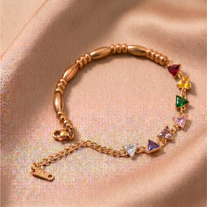 Minimal Triangular Link Bracelet - Multicolor