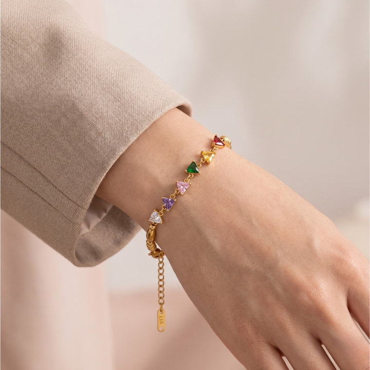 Minimal Triangular Link Bracelet - Multicolor