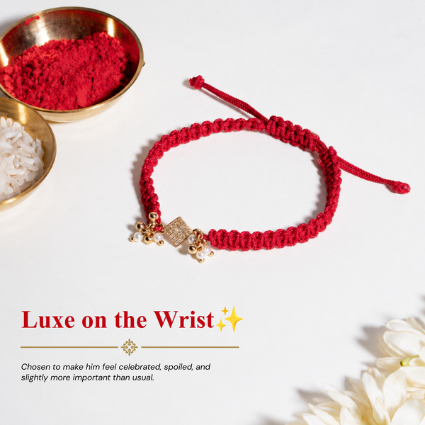 Shagun Pearl Cluster Lumba Rakhi for Bhabhi