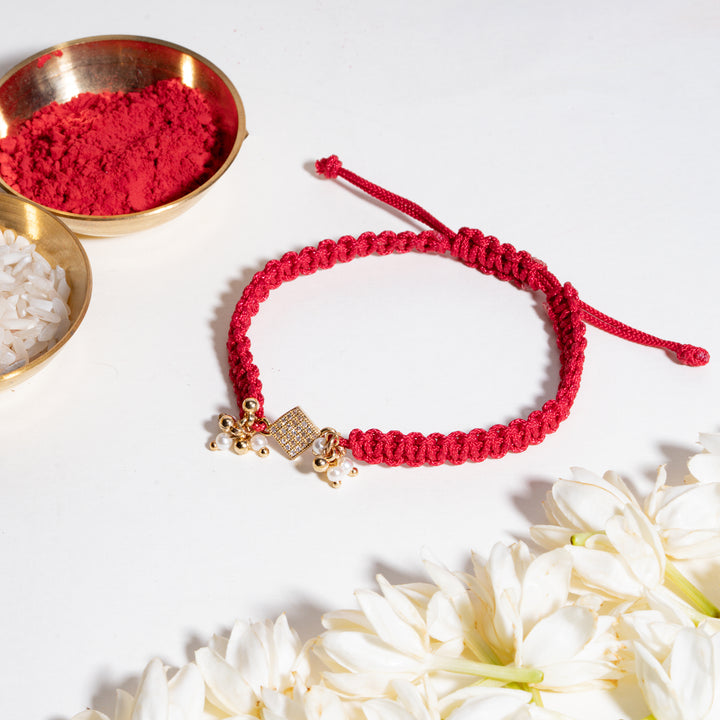 Shagun Pearl Cluster Lumba Rakhi for Bhabhi