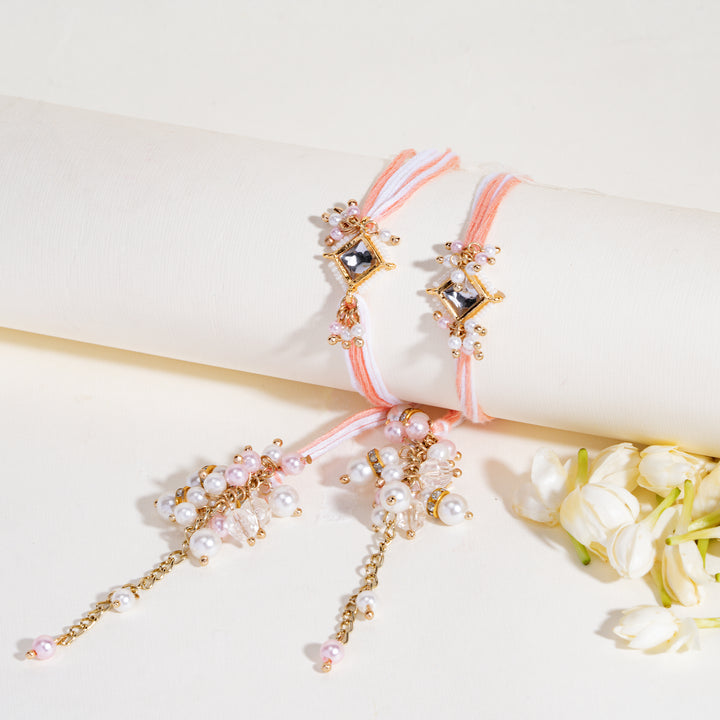 Kundan Rakhi Bandhan Lumba Rakhi For Bhaiya and Bhabhi