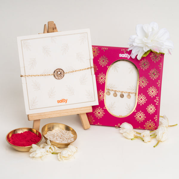 Sun and Coins Rakhi Bandhan Lumba Rakhi For Bhaiya and Bhabhi