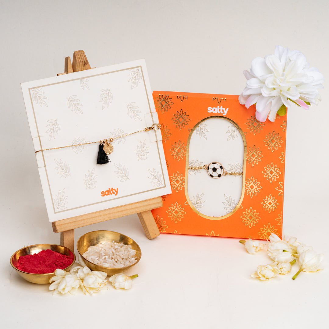 Football and Coin Tassle Rakhi Bandhan Lumba Rakhi For Bhaiya and Bhabhi