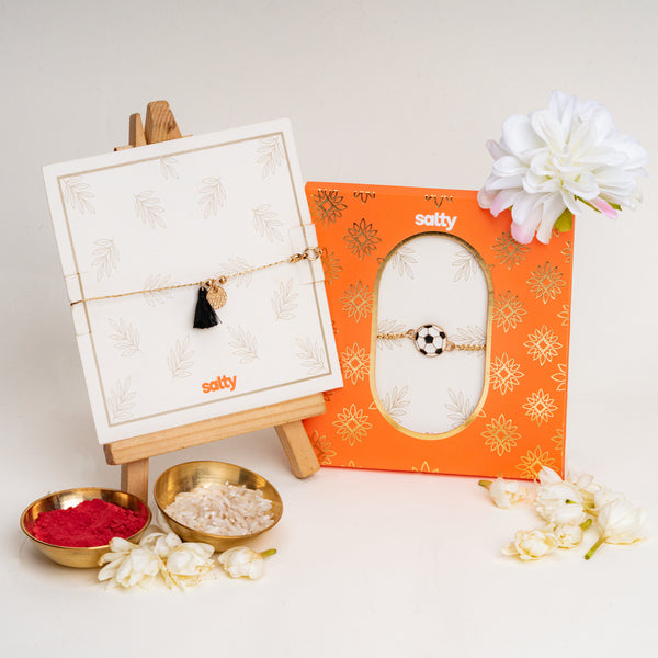 Football and Coin Tassle Rakhi Bandhan Lumba Rakhi For Bhaiya and Bhabhi