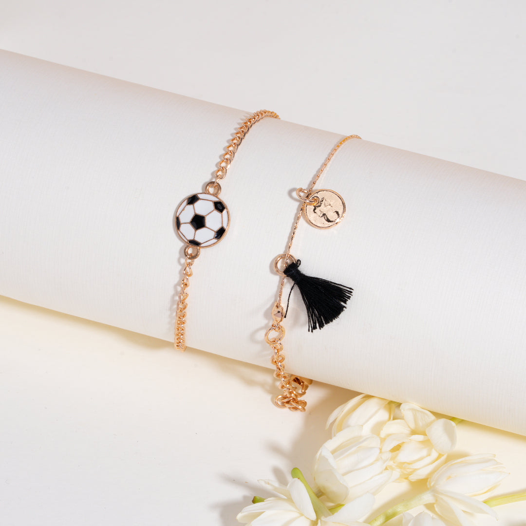 Football and Coin Tassle Rakhi Bandhan Lumba Rakhi For Bhaiya and Bhabhi