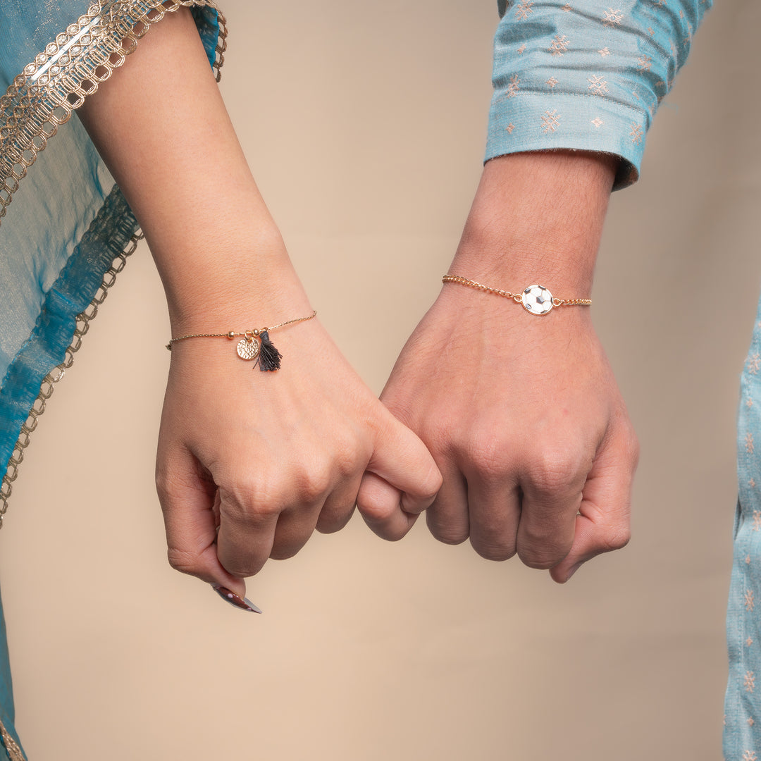 Football and Coin Tassle Rakhi Bandhan Rakhi For Bhaiya and Bhabhi