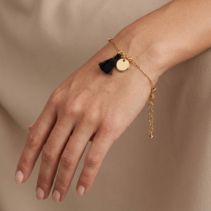 Noir Tassel Chain Bracelet