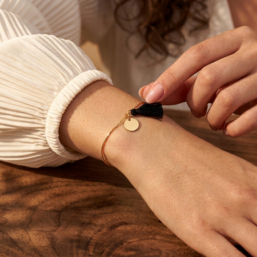 Noir Tassel Chain Bracelet