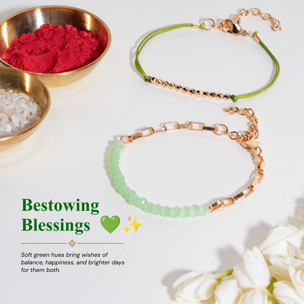 Green beads Rakhi Bandhan Lumba Rakhi For Bhaiya and Bhabhi