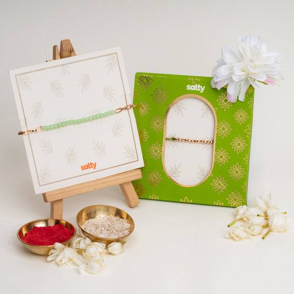 Green beads Rakhi Bandhan Lumba Rakhi For Bhaiya and Bhabhi