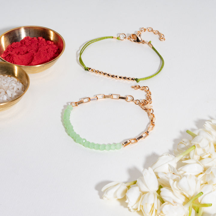 Green beads Rakhi Bandhan Lumba Rakhi For Bhaiya and Bhabhi
