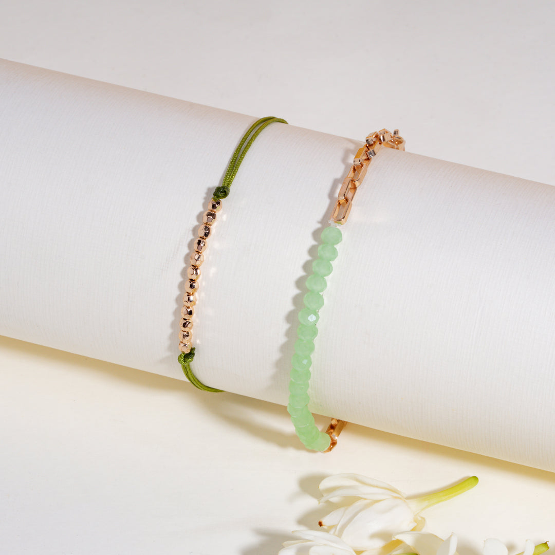 Green beads Rakhi Bandhan Lumba Rakhi For Bhaiya and Bhabhi