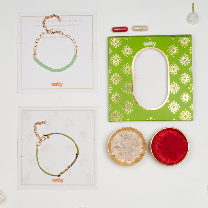 Green beads Rakhi Bandhan Lumba Rakhi For Bhaiya and Bhabhi
