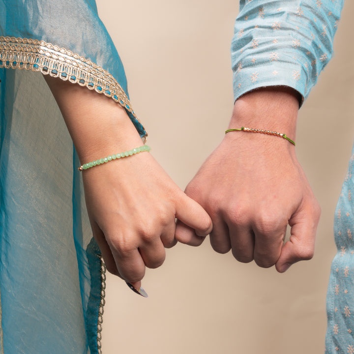Green beads Rakhi Bandhan Rakhi For Bhaiya and Bhabhi