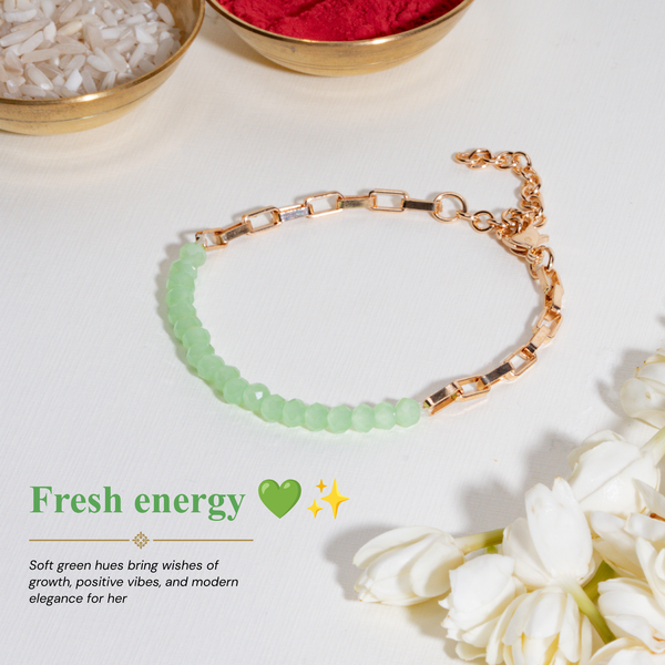 Green Beaded Bandhan Rakhi For Bhabhi
