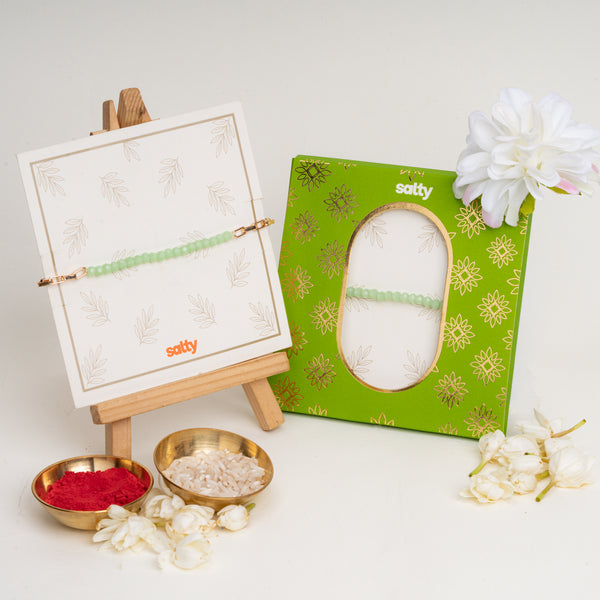 Green Beaded Bandhan Rakhi For Bhabhi