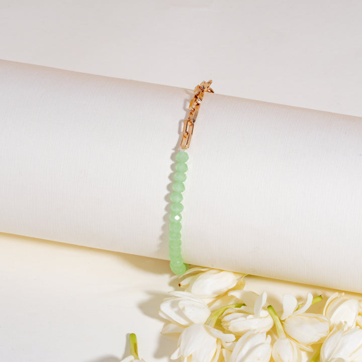 Green Beaded Bandhan Rakhi For Bhabhi
