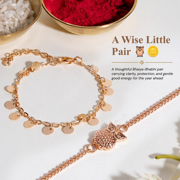 Owl and Coin Charm Rakhi Bandhan Lumba Rakhi For Bhaiya and Bhabhi